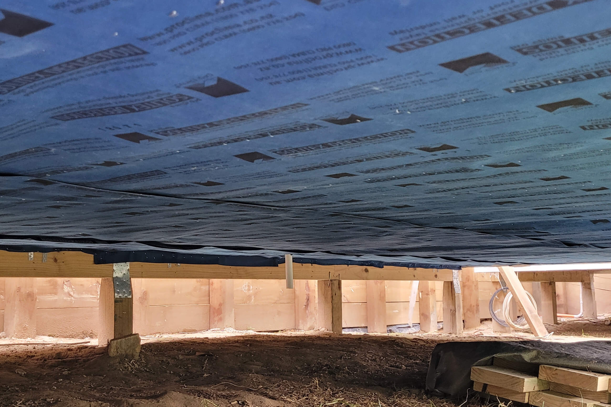 Example of blown underfloor insulation